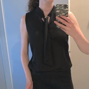 DKNY sleeveless black blouse.